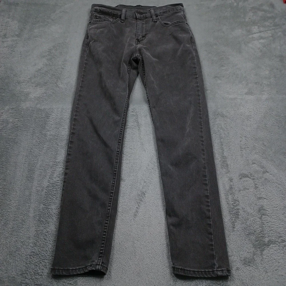 Levis 512 Jeans Mens 29x30 Black Denim Tapered Fit Distressed Casual Cotton